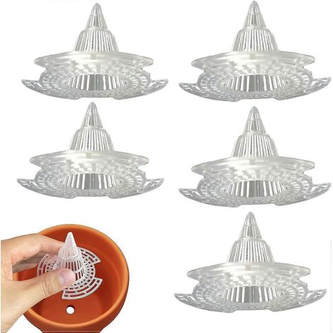 Lot de 5 inserts pour pots de fleurs grilles de drainage en PVC conique 75 x 75 x 75 cm noir protections pour fond de pots (1/5)