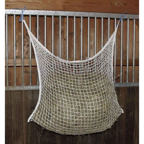 Filet à Foin - Lot de 2 - Maille 3x3 cm - Nylon Robuste - Ralentisseur d'Alimentation - Pour Chevaux - 120x90 cm (1/4)