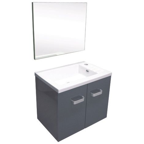 ONDEE ZEN - Lave-mains EPICE - avec miroir - 50cm - Gris - Laqué - Livré en kit (1/5)