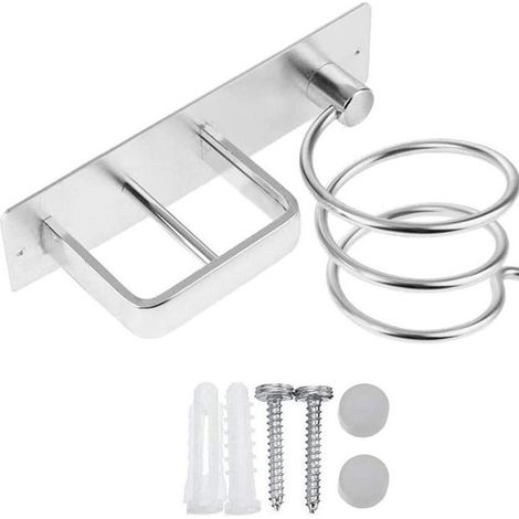 Soporte para secador y plancha de pelo con almacenamiento para el cable de alimentación – (Plata) (1/4)