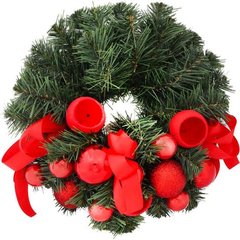 Dekorativer roter Weihnachtskranz, 40 cm (1/3)