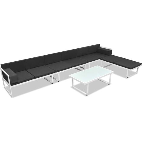 Salon de jardin 5 pcs Mobilier de jardin Textilène Aluminium Noir (1/5)
