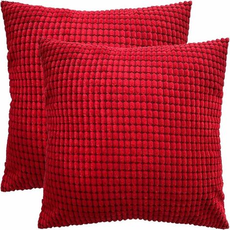 Housse de coussin en velours côtelé 2 pièces (rouge, 4545 cm)-Fei Yu