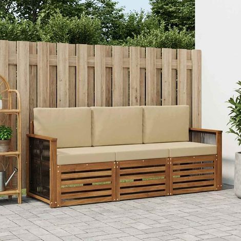 vidaXL Sofagarnituren mit Kissen 3 pcs Massivholz Akazie (1/5)