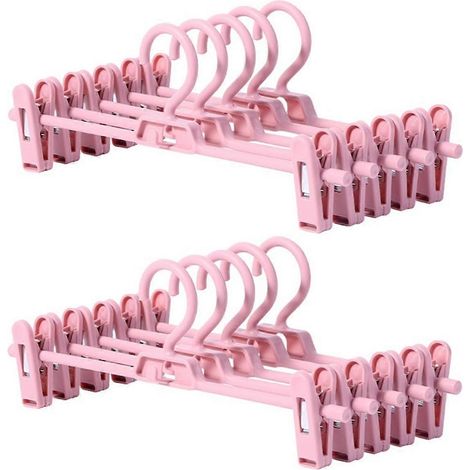 Portant à pantalons avec pince en plastique réglable pour crochet à jupes, gain de place, compatible avec les sous-vêtements (1/5)