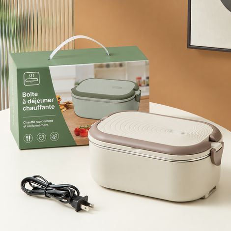 Lunch box chauffante électrique sans eau cuve inox 304 220V boîte repas isotherme marron 1 g – Livraison gratuite