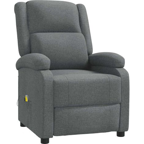 Poltrona relax con funzione massaggio basculante manuale in tessuto grigio scuro DEC029204