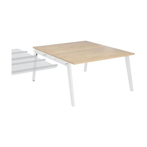 Pôle de 2 bureaux suivants chêne clair piètement blanc RAL 9010 + goulotte  L 140 cm - Exprim - Maxiburo