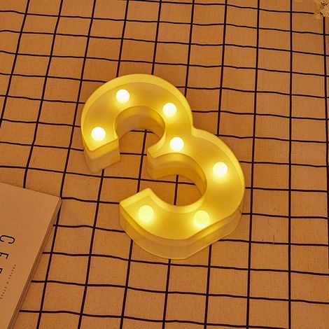 Jandei - Letras LED Número 3 iluminadas luz blanca cálida altura 22cm con pilas 2xAA Letras LED (1/5)