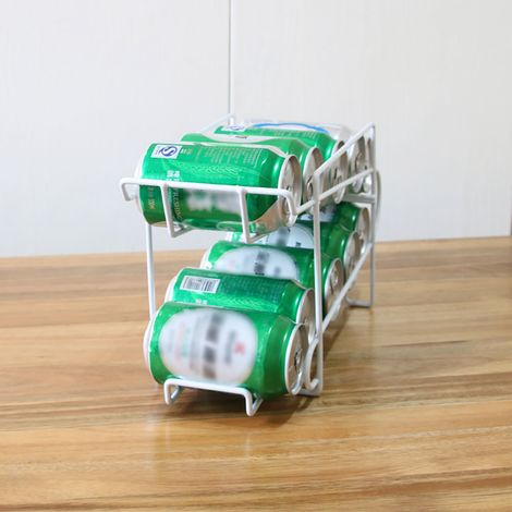 Étagères à double niveau pour canettes, support à roulettes pour canettes, porte-boissons pour réfrigérateur (1/5)