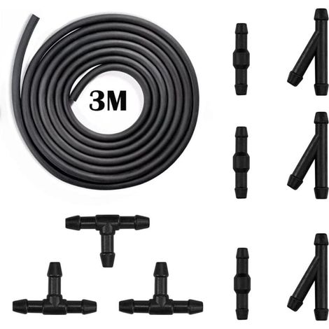 Kit de tuyaux de liquide lave-glace, 3M - Buse d'essuie-glace, tuyau de pulvérisation de lave-glace avec connecteur de tuyau, 9 pièces (1/4)