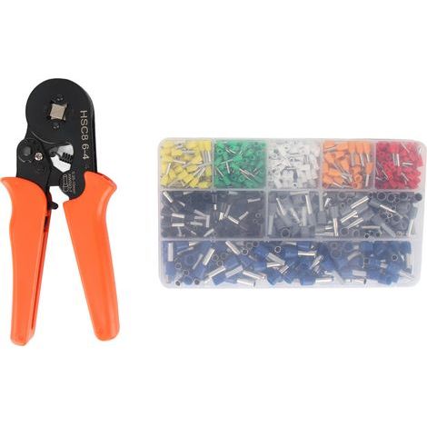 Pince à sertir à cliquet auto-ajustable HSC8 6-4 + 800 bornes de tube pré-isolées (1/5)