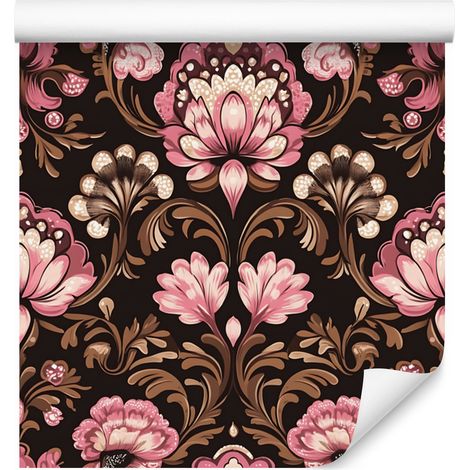 Papier peint Fleurs Belles Couleurs Rouille et Rouge pour Salon et Chambre 50x1000 cm (1/5)