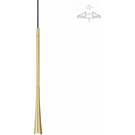 Dafne Sp/I - Lampe À Suspension Simple Encastrable 7W Led 3000K Faisceau 38° Finition Or Avec Rosace Noir Satiné - Gealuce (1/5)