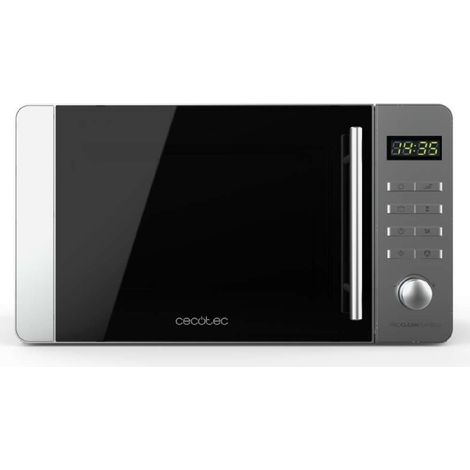Cecotec – Micro-ondes à poser 20L 700W inox – Plateau plat sans plateau tournant – 8 programmes préconfigurés – Minuteur 60 minutes