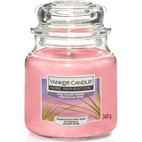 Yankee Candle Duftkerze Mittleres Glas Pink Island Sunset 340 g, rosa Duft Kerze (1/2)