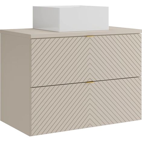 Mobile bagno sospeso con lavabo da appoggio quadrato Beige 80 cm - DORIONI (1/5)
