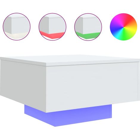 Maison Exclusive - Couchtisch mit LED-Leuchten Weiß 55x55x31 cm