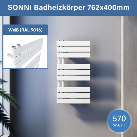 SONNI Badheizkörper Handtuchhalter Weiß Handtuchwärmer Panel Handtuchtrockner,76x40cm Seitenanschluss