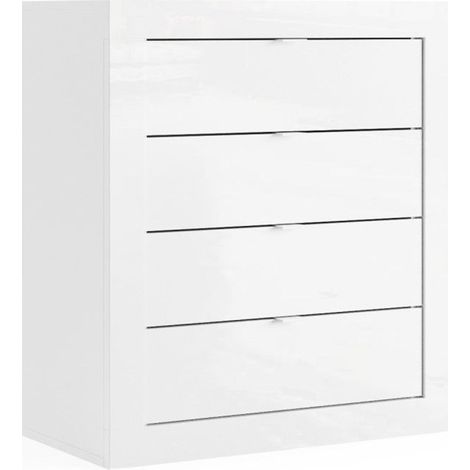 Cómoda para baño con 4 cajones, colección CISA. Color blanco brillante.