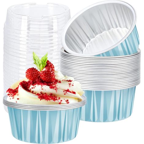 Mini-Muffinformen aus Aluminium mit Deckel (100 Stück, 140 g) – Runde Aluminiumformen für Mini-Kuchen und -Törtchen – Einwegformen für Mini-Kuchen und -Törtchen…
