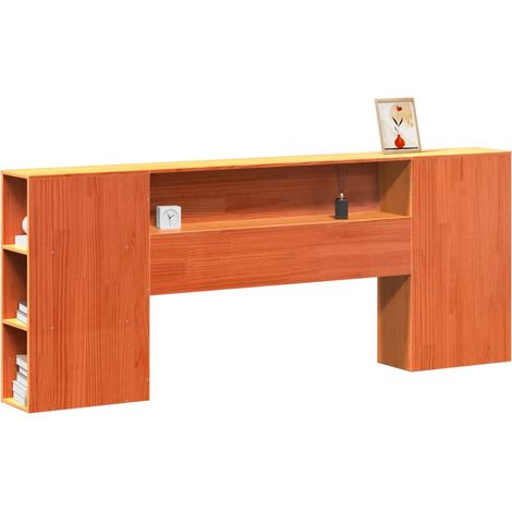 Tête de lit,Panneau décoratif avec rangement cire marron 200cm bois massif de pin CFW3708935 (1/5)