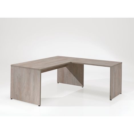 Bureau d'angle contemporain pieds en bois chêne clair Othello
