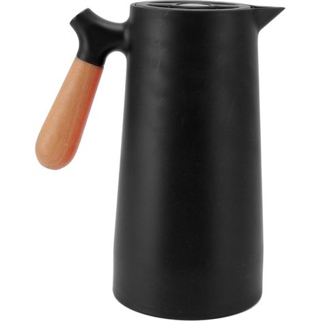 Cafetière 1L grande capacité, poignée en bois détachable, pichet isotherme à mesure de température intelligente, noir (1/5)