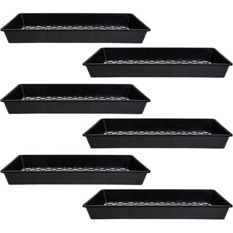 Bandejas para Germinación de Brotes de Plantas, Bandejas de Cultivo de Plástico Negro Réutilisable 54x27x6 Cm, Contenedores para Vivero y Jardín (1/5)