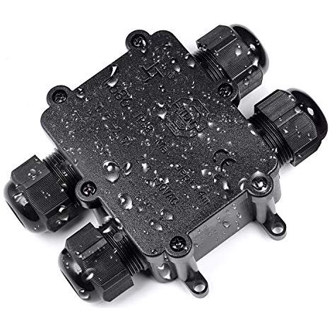 Junction box IP68 - Waterproof cable connector - large 4 way junction box - Outdoor electrical junction box - M25 cable gland - Diameter 4 mm - 14 mm ABS + PVC, TÜV, VDE (1/5)