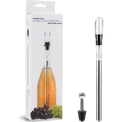Stainless steel wine cooler: combines a freezing core, a jug, and a pourer, offering long-lasting cooling, easy pouring, and instant decanting. (1/5)