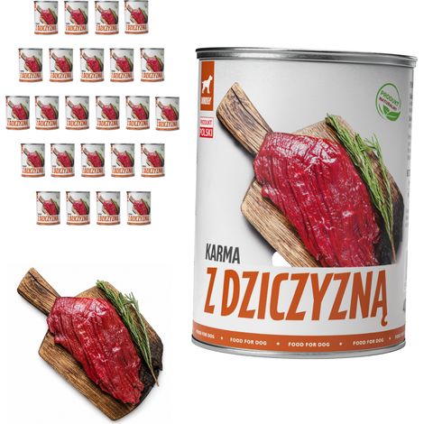 Pâtée pour chien TufTuf au venaison, boîte de 24 x 400 g, viande en conserve (1/2)