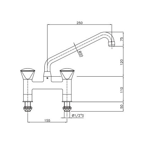 Robinet avec mélangeur 2 trous - Combisteel (1/2)