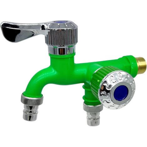 Robinet à double commande, double sortie, raccord d'interface universel, robinets d'évier, tuyau d'arrosage pour salle de bain, accessoires d'arrosage de jardin (1/5)