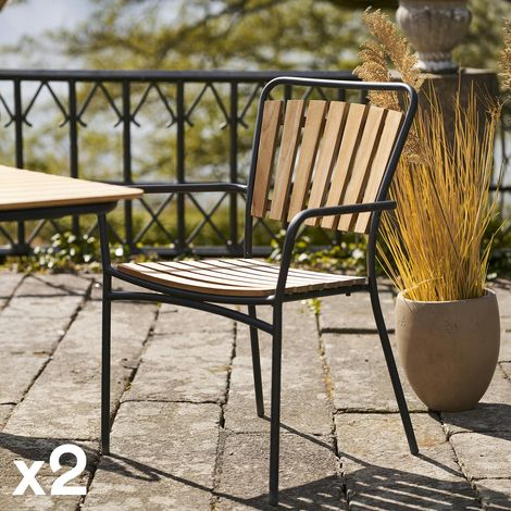 Chaise intérieur / extérieur en teck (lot de 2) LAKEWOOD (1/5)