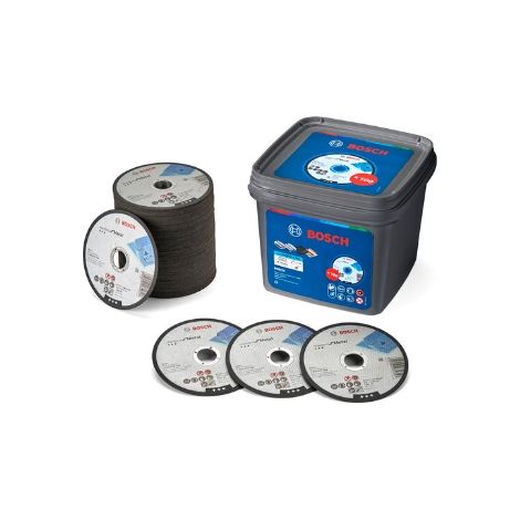 Bosch – Disques à lamelles 125 mm – Lot de 100 disques en oxyde d'aluminium – Pour découpe acier, aluminium et fonte – Coupe précise et durable