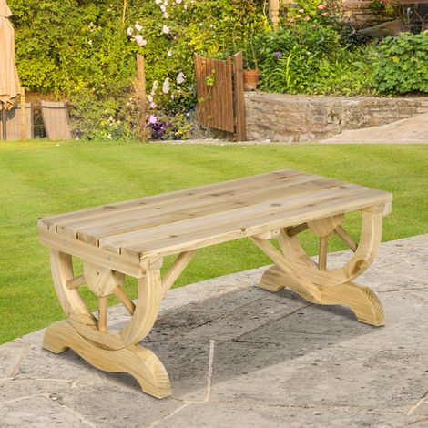 Holz-Gartenbank 98 x 50 x 39,5 cm Natur, 2-Sitzer, robust für den Garten – MEUBLIV (1/5)