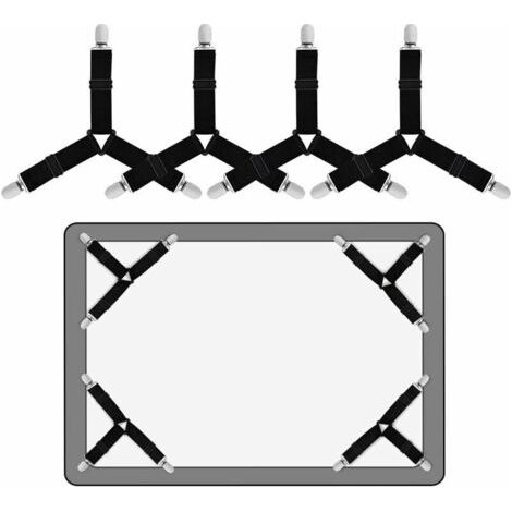 Lot De 4 Sangles Élastiques Triangulaires Avec Pinces Pour Draps De Lit, Housses De Matelas, Coussin De Canapé (1/5)