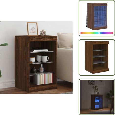 Buffet avec lumières LED chêne marron 41x37x67 cm - Buffet Design Moderne - Meuble Rangement - Luminaire Led - Décoration Intérieur - Mobilier Salon (1/5)