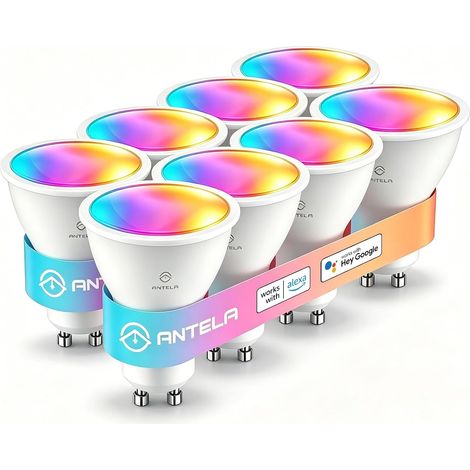 Ampoule Connectée Gu10 WiFi 5W 400LM LED RGB 2700K-6500K Compatible avec 15, APP Télécommande, Contrôle Vocal, Aucun Hub Requis, 8 PCS (1/5)