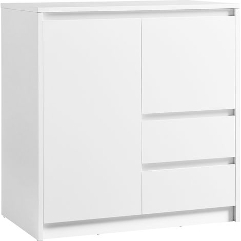 Buffet, Armoire de Rangement, avec Porte et Étagère Réglable en Hauteur, 2 Tiroirs, Moderne, 40 x 70 x 74,5 cm, pour Salon, Salle à Manger, Bureau, Blanc Nuage