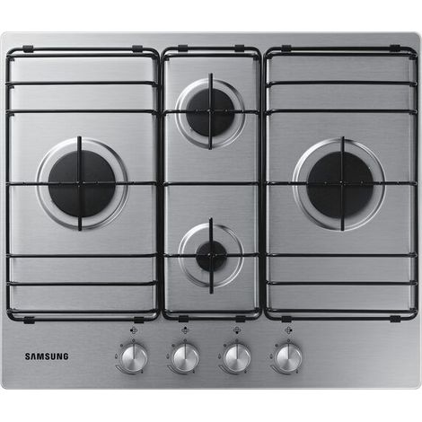 Samsung – Plaque de cuisson gaz intégrée 60 cm – 4 foyers – Acier inoxydable – Brûleur large 3300W – Puissance 9600W