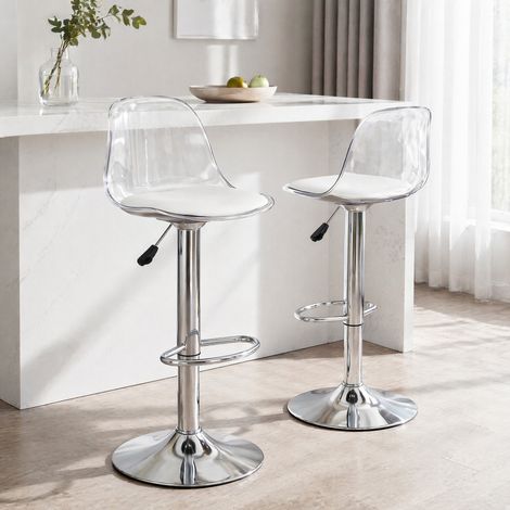 Taburetes de bar regulables, juego de 2, altura 82-104 cm, giratorios 360° DESVIAE (1/5)