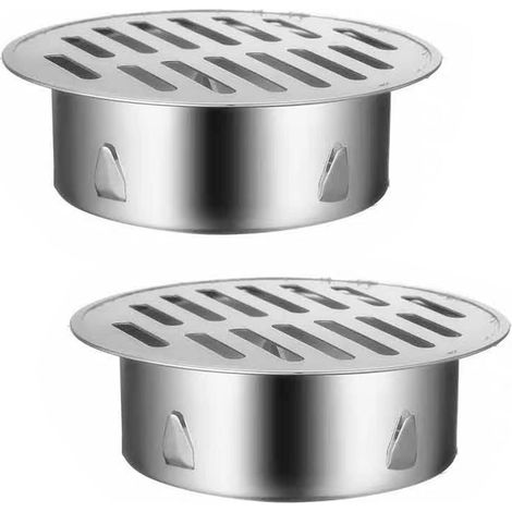 Set di 2 scarichi per pavimento da balcone in acciaio inox, anti-intasamento, con coperchi rimovibili e anti-intasamento. (1/5)