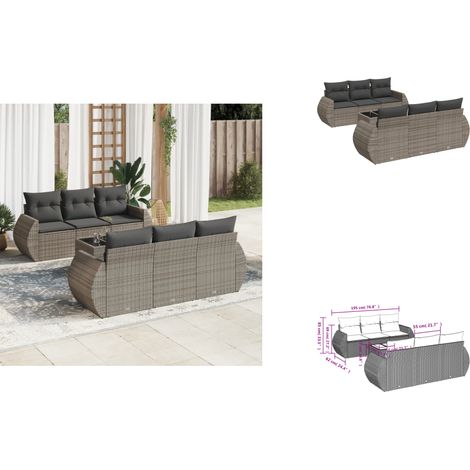 Salon de jardin avec coussins 7 pcs gris résine tressée - Ensemble Salon De Jardin - Meuble De Jardin - Salon De Jardin Design - Meubles De Jardin Résistants - Set Salon De Jardin (1/3)