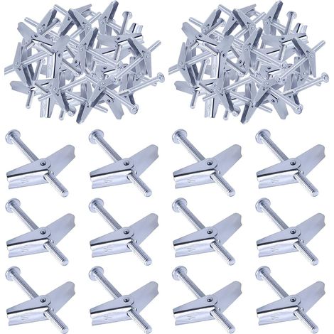 APEX Lot de 30 boulons à bascule et écrous à ailettes pour accrocher des articles lourds sur cloison sèche(1/4") (1/5)