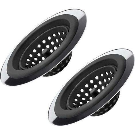 Bardusch-Lot de 2 crépines d'évier flexibles en silicone et acier inoxydable pour éviers de cuisine, bord large, antirouille, empêchent les résidus alimentaires de boucher les éviers de salle de bain (1/5)