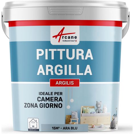 Pittura naturale all'argilla per decorare la camera dei bambini - ARGILIS - 15 m² (2,5 kg in 1 strato) Ara blu - ARCANE INDUSTRIES