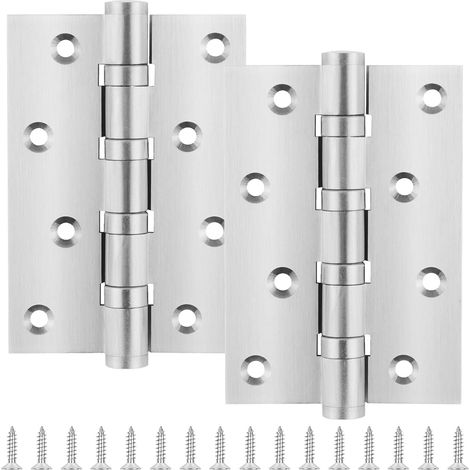Charnière Porte Placard,2 pcs Charnière Inox,charnières à roulement à billes robustes,charniere porte lourde,avec vis,adaptée aux portes en bois,portails de jardin extérieurs (Argent)