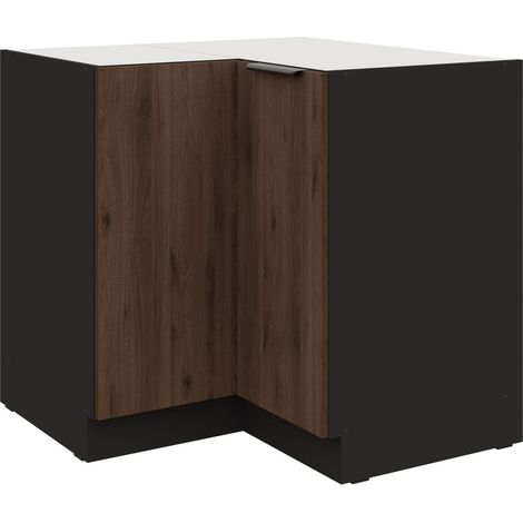 Küchen Eckunterschrank 90x90 cm Küche MONZA Okapi Nußbaum Küchenzeile (1/5)